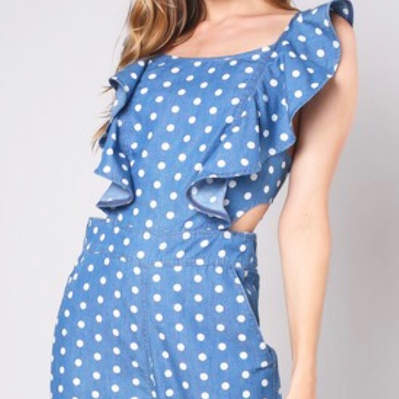 ☀️LAST2️⃣//DENIM POLKA DOT JUMPSUIT - Picture 5 of 8